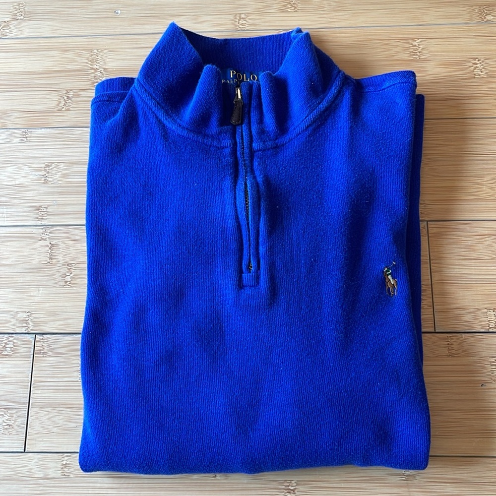 Ralph Lauren zip Sweater size L royal Blue